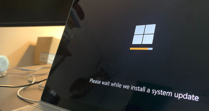 Windows computer installing updates.