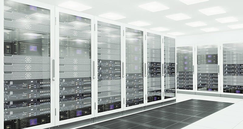 A room with enterprise data center servers.