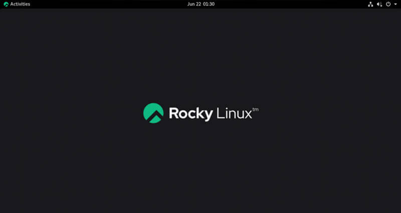 Image of the desktop on the new Rocky Linux installation.