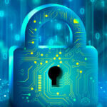 Digital lock representing cybersecurity.