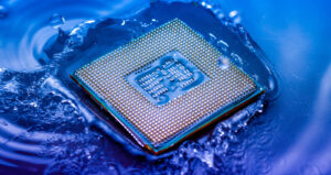 CPU making a splash in liquid.