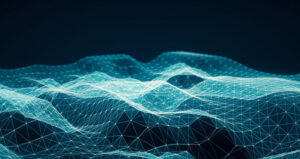 Visualization of network points connecting to form a mesh or fabric.