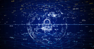 Lock icon representing cyber security for digital data.